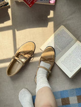 Suede style loafer with straps