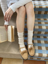 Suede style loafer with straps