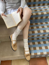 Suede style loafer with straps