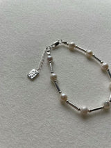 Pearl and silver bracelet