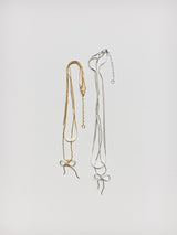 Ribbon necklace in double chain