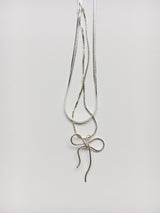 Ribbon necklace in double chain
