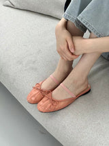 Orange mesh ballet sandals