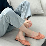 Orange mesh ballet sandals