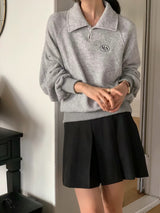 Super soft terry cloth polo sweater 593GY