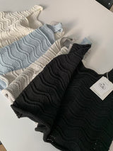 Black wavy texture crochet vest