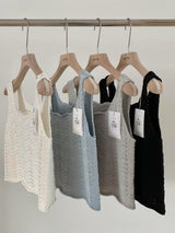 Black wavy texture crochet vest