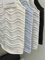 Black wavy texture crochet vest