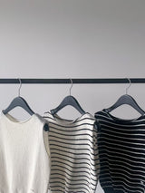 White stripes minimal cutting knit vest