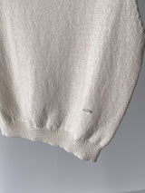 White stripes minimal cutting knit vest