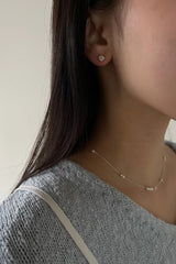 925 Silver necklace w/ minimal pearl