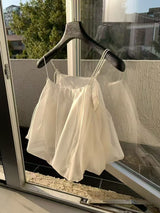 White cloud shape 2 ways mesh cami