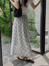 Blue checked skirt