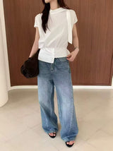 White detail blouse w/ scarf