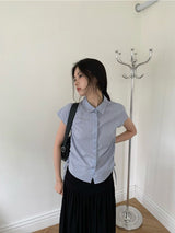 Blue checked shirt w/ string tie