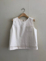 Ivory linen vest w/ pocket