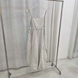 Khaki dungaree w/ details strings cami
