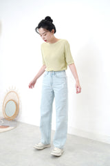 light blue straight cut summer jeans