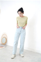 light blue straight cut summer jeans