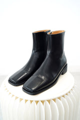 Black square toe boots