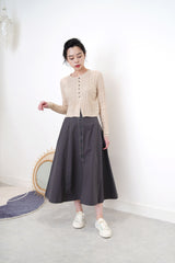 Oatmeal stripes knit cardigan in crop cut