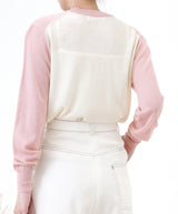 Pink patchwork thin cardigan
