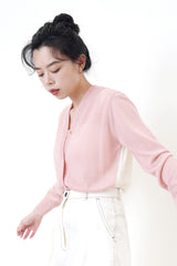 Pink patchwork thin cardigan