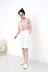 Pink patchwork thin cardigan