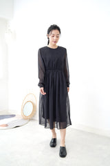 Black floral chiffon layering dress