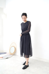 Black floral chiffon layering dress