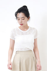 White pattern sheer top