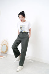 White tee top in vintage comics print