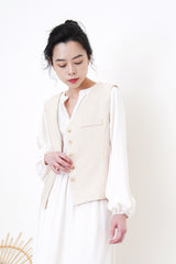 Cream satin dress in elastic waist