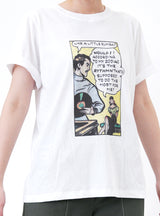 White tee top in vintage comics print