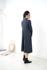 Charcoal knit dress in pleats