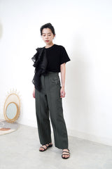 Dark green straight cut trousers w/ detail pockets