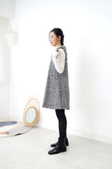 B/W houndstooth pattern dress w/ fringe