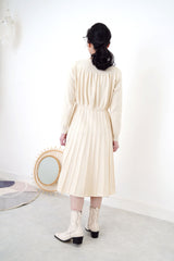 Ivory knit pleats one piece w/ waist string