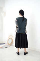 Green patchwork print jacket