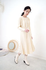 Ivory knit pleats one piece w/ waist string