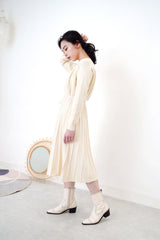 Ivory knit pleats one piece w/ waist string