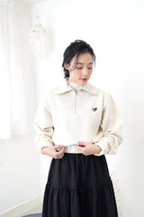 zip pullover w/ elastic string hem