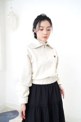 zip pullover w/ elastic string hem