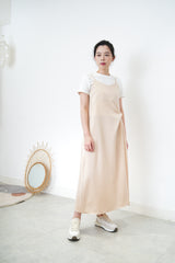 Nude smooth cami dress w/ pleats detail
