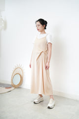 Nude smooth cami dress w/ pleats detail