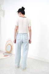 light blue straight cut summer jeans