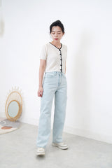 light blue straight cut summer jeans