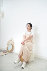 Nude smooth cami dress w/ pleats detail