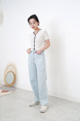 light blue straight cut summer jeans