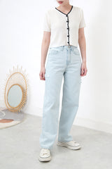 light blue straight cut summer jeans